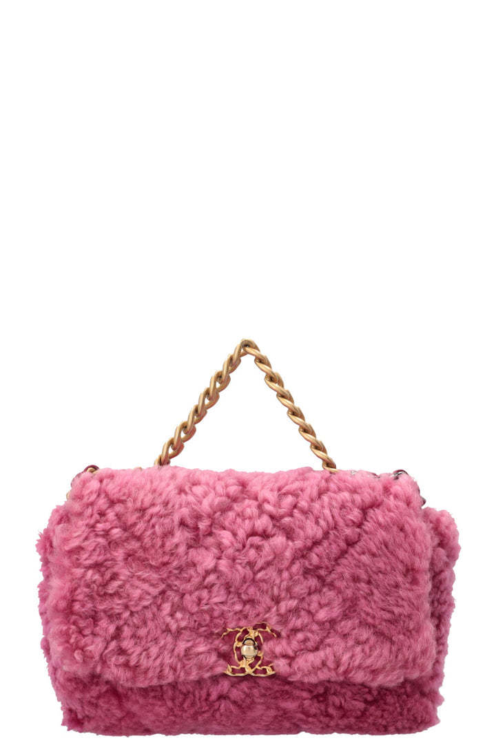 CHANEL 19 Small Shearling Pink