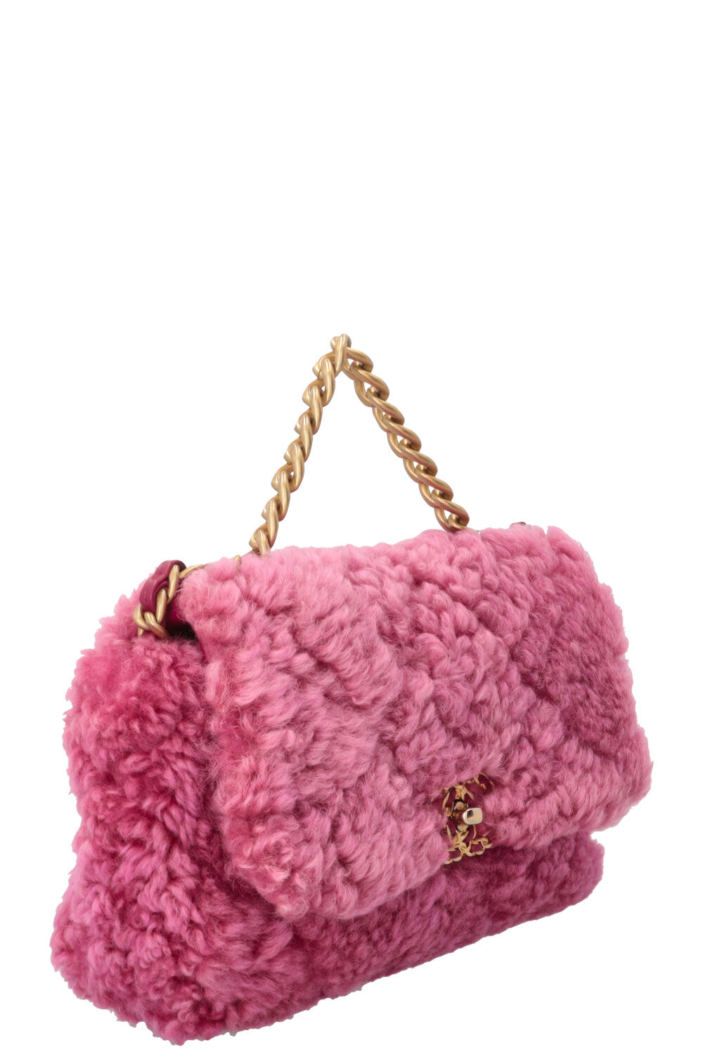 CHANEL 19 Small Shearling Pink