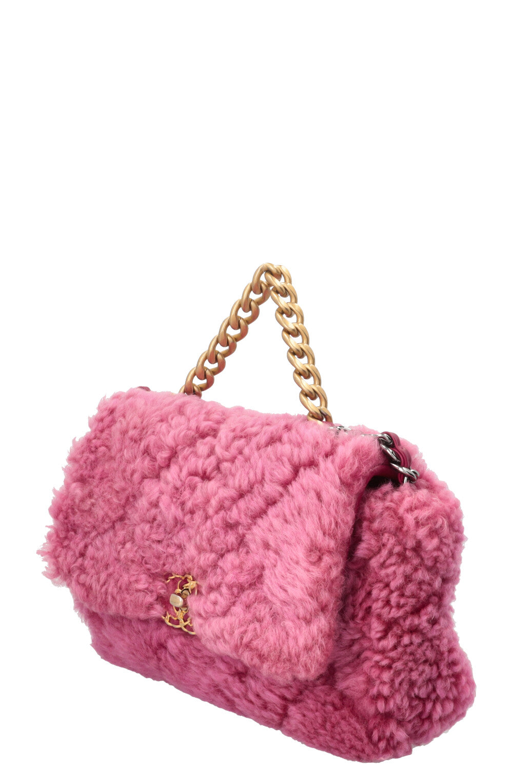 CHANEL 19 Small Shearling Pink