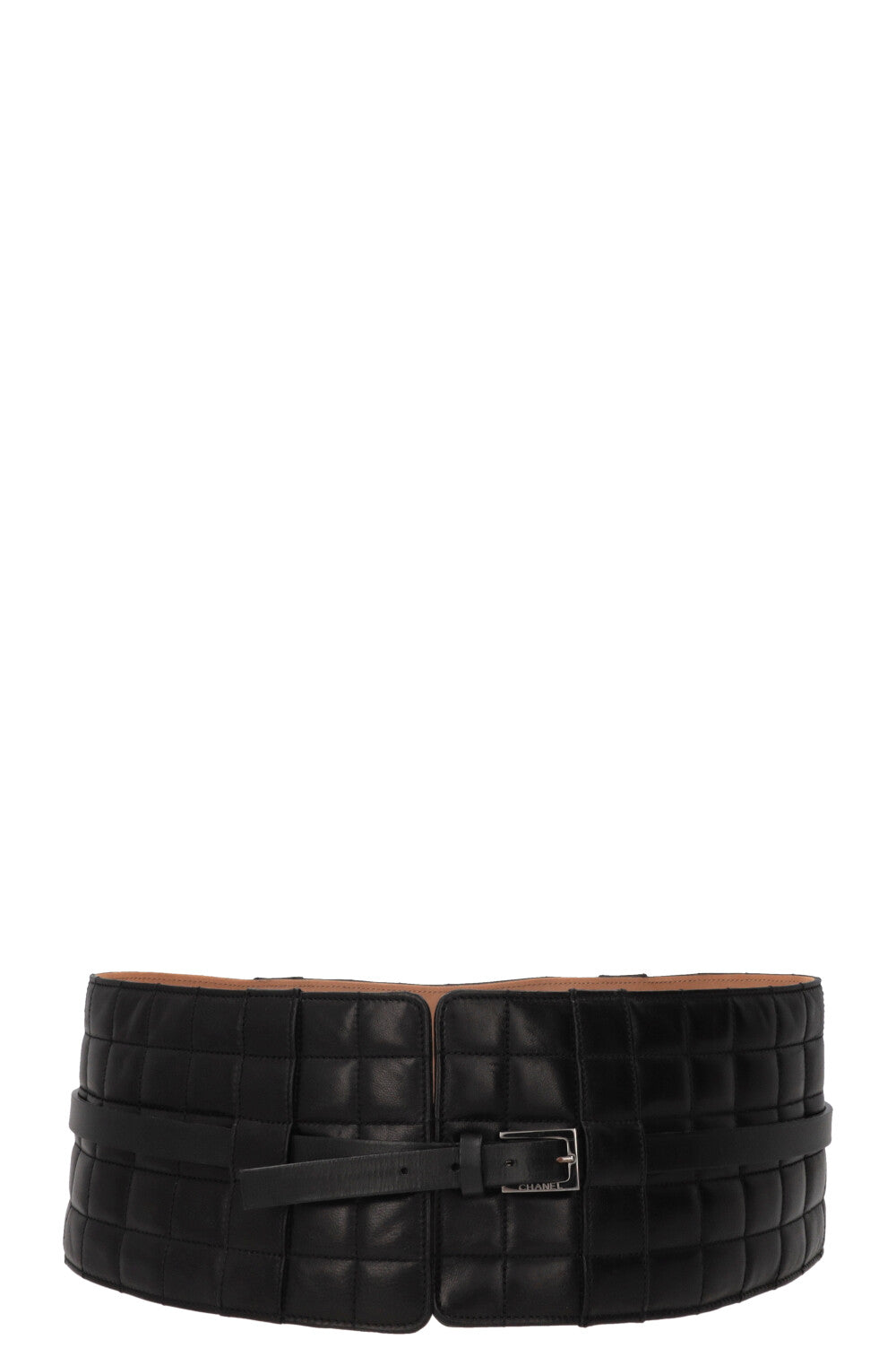 CHANEL 2002 Quilted CC Waist Belt Leather Black