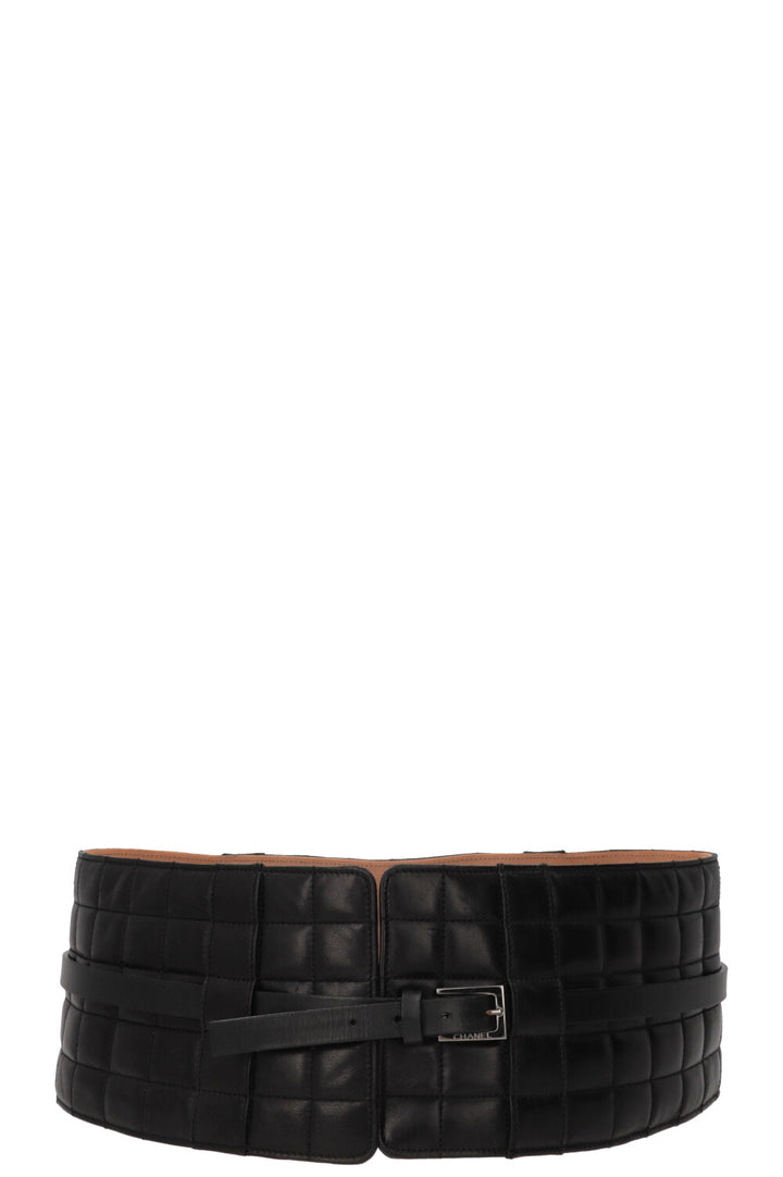 CHANEL 2002 Quilted CC Waist Belt Leather Black