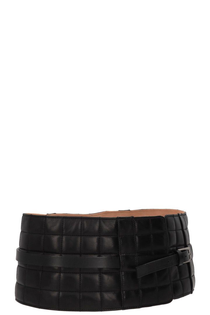 CHANEL 2002 Quilted CC Waist Belt Leather Black