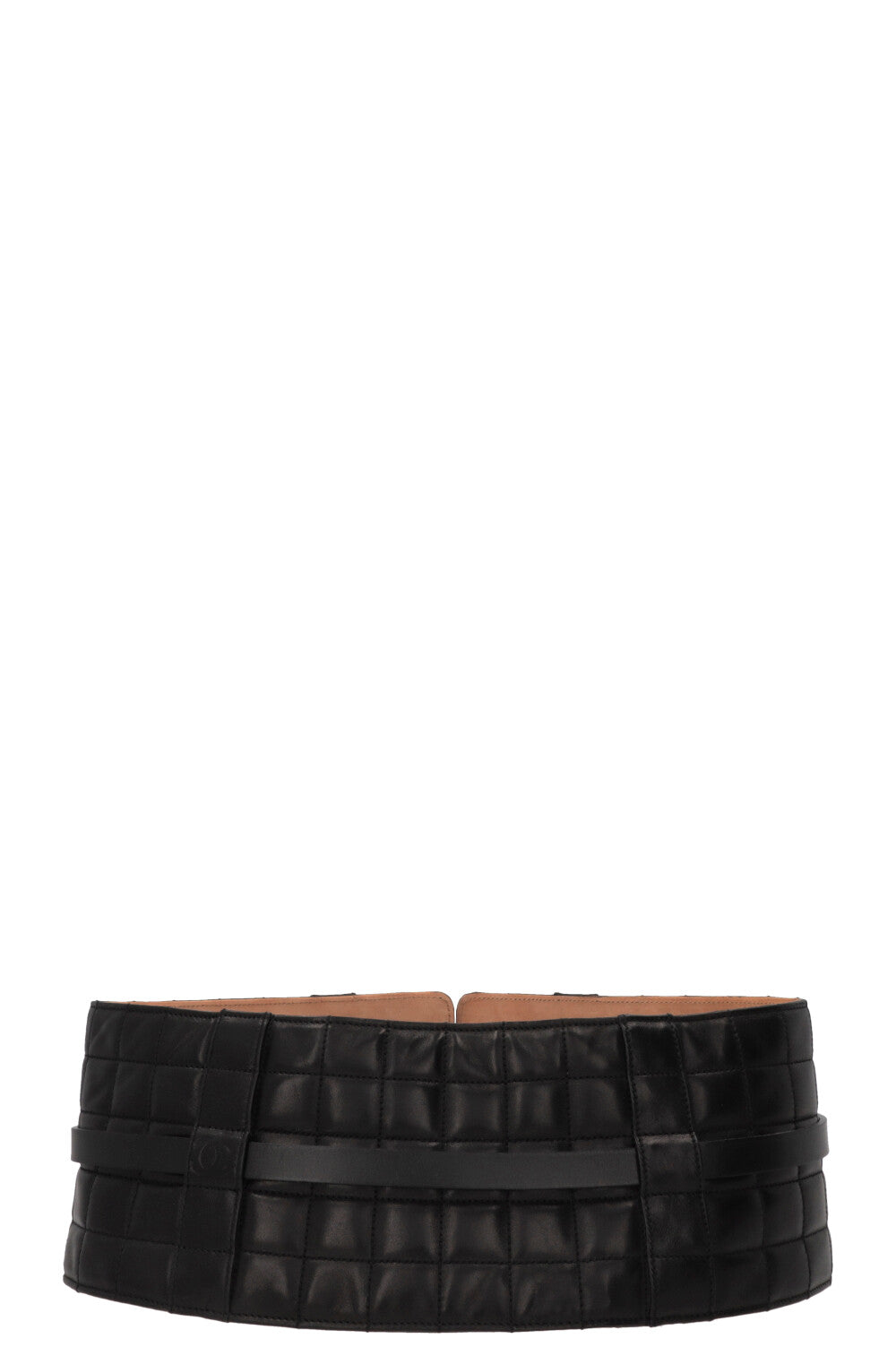 CHANEL 2002 Quilted CC Waist Belt Leather Black