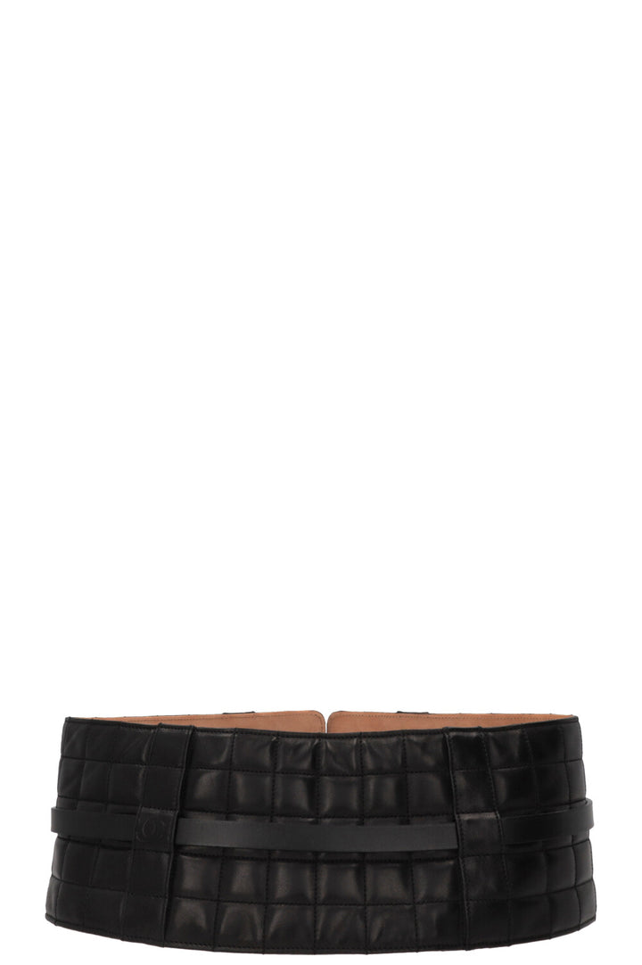 CHANEL 2002 Quilted CC Waist Belt Leather Black