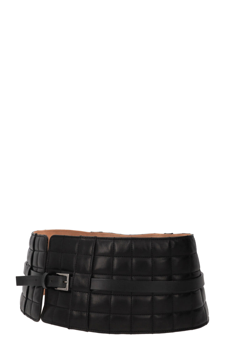 CHANEL 2002 Quilted CC Waist Belt Leather Black