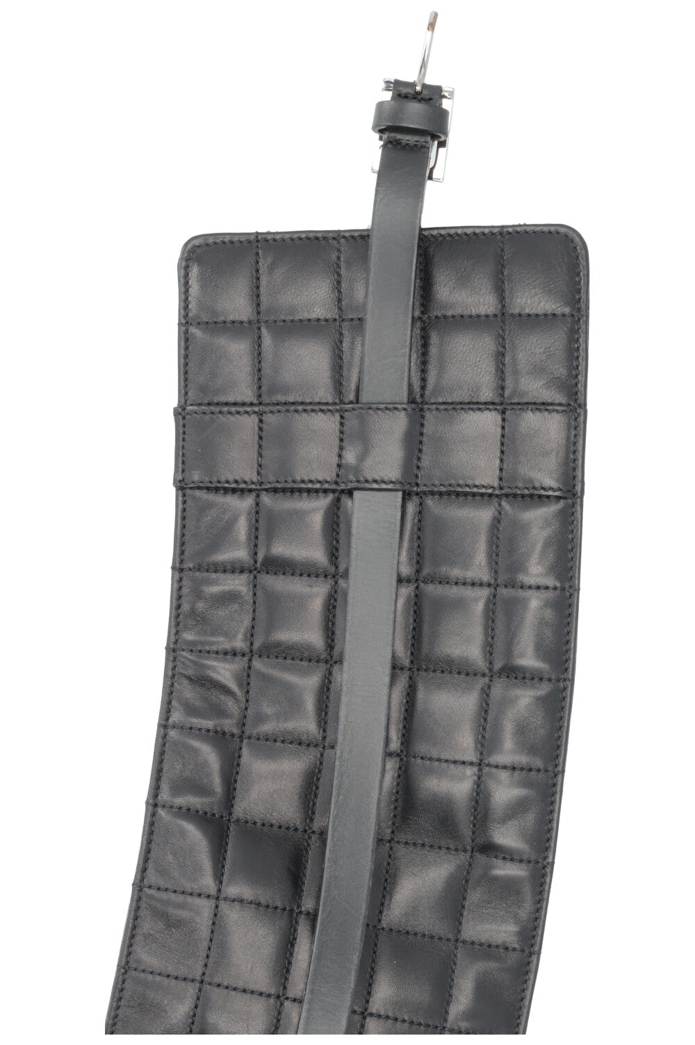 CHANEL 2002 Quilted CC Waist Belt Leather Black