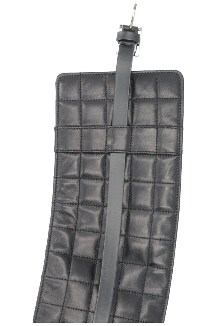 CHANEL 2002 Quilted CC Waist Belt Leather Black