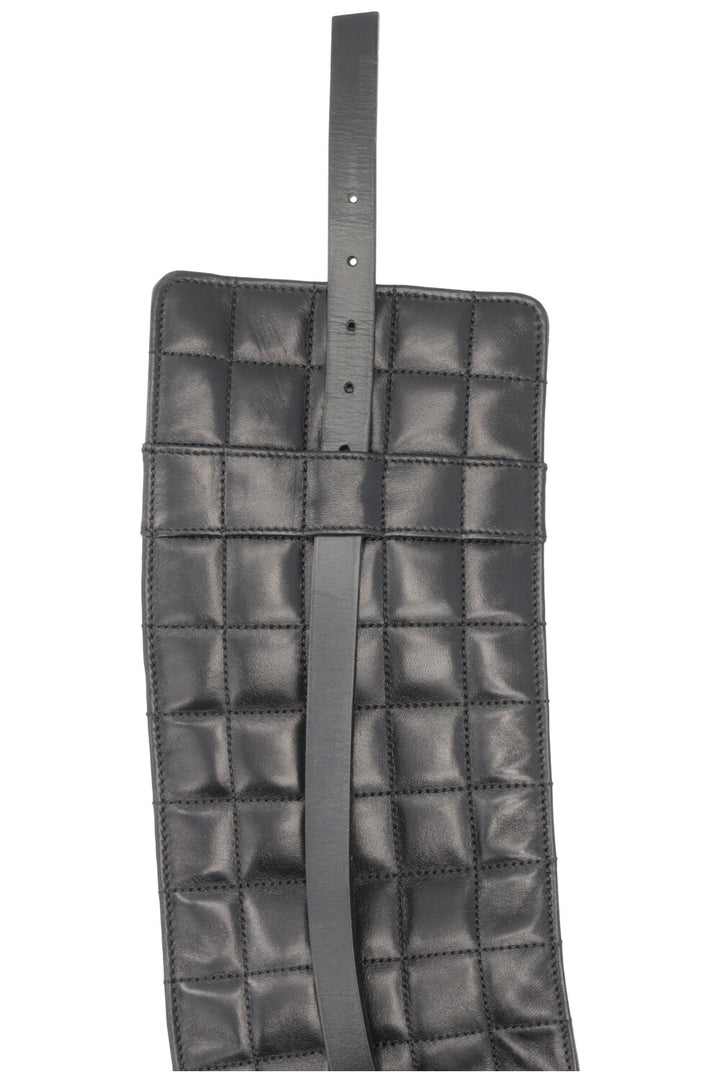 CHANEL 2002 Quilted CC Waist Belt Leather Black