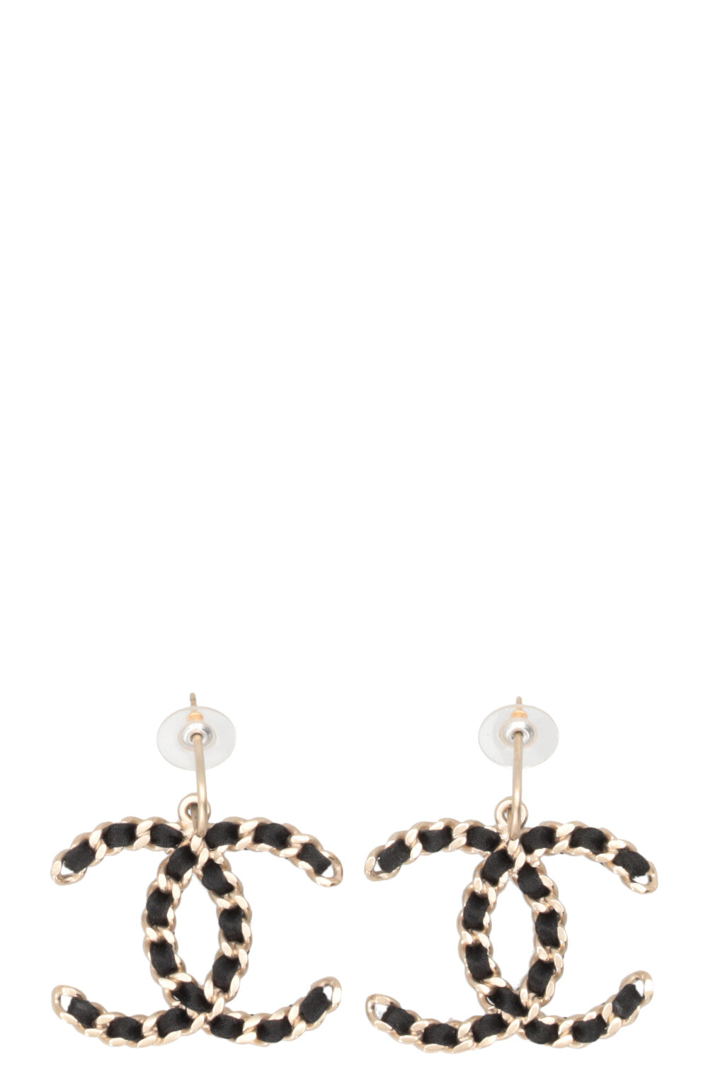 CHANEL 2013 CC Logo Chain Drop Earrings Satin