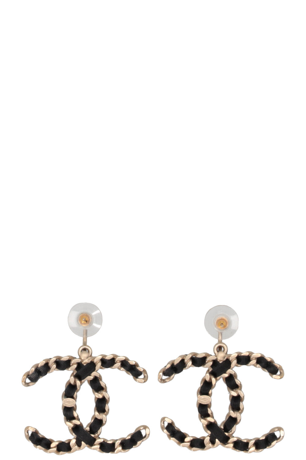CHANEL 2013 CC Logo Chain Drop Earrings Satin