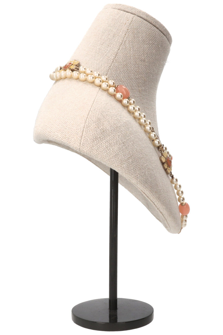 CHANEL 2016 Flower Pearl Necklace Pink White