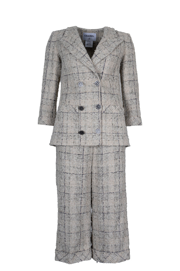 CHANEL 2016 Tweed Two Piece Ivory Blue