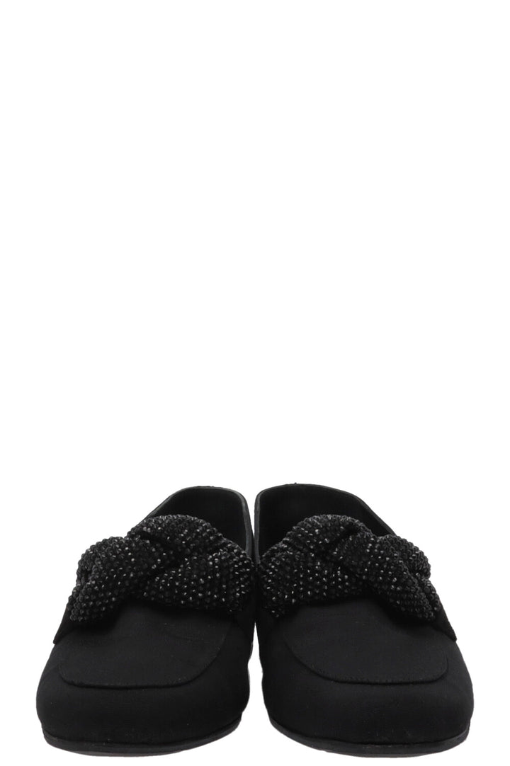 CHANEL Mocassins CC avec logo en cristal 2017 en gros-grain noir