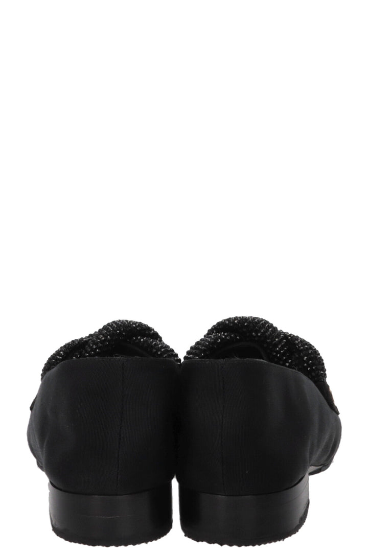 CHANEL Mocassins CC avec logo en cristal 2017 en gros-grain noir