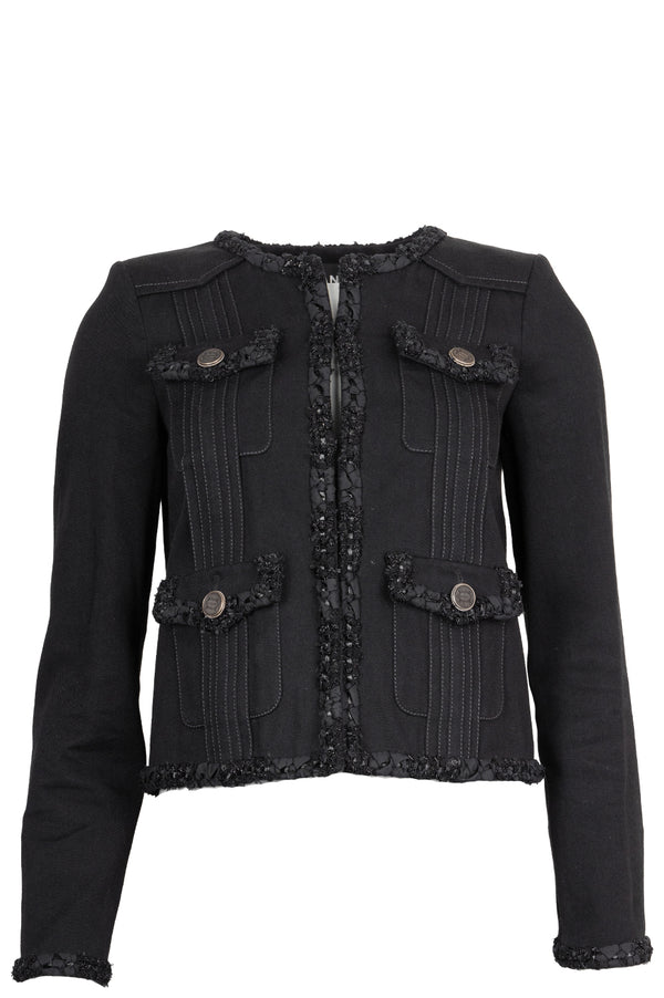 Veste en denim et tweed noire CHANEL 2017