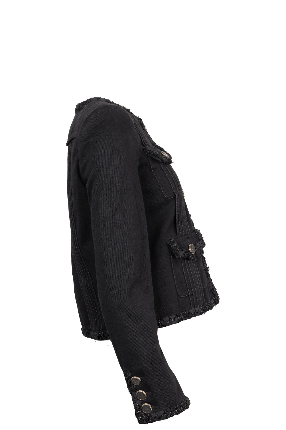 CHANEL 2017 Denim Tweed Jacket Black