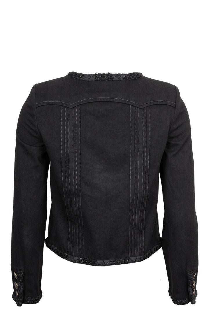 CHANEL 2017 Denim Tweed Jacket Black