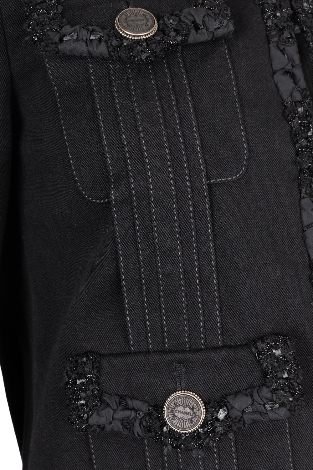 CHANEL 2017 Denim Tweed Jacket Black