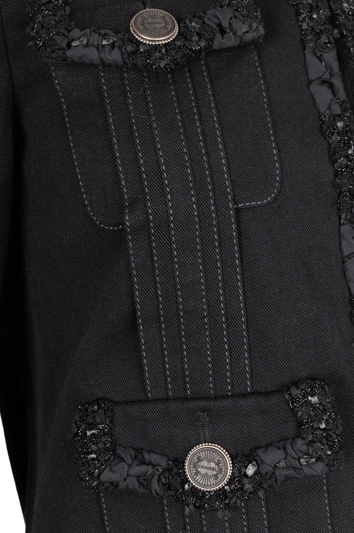 CHANEL 2017 Denim Tweed Jacket Black