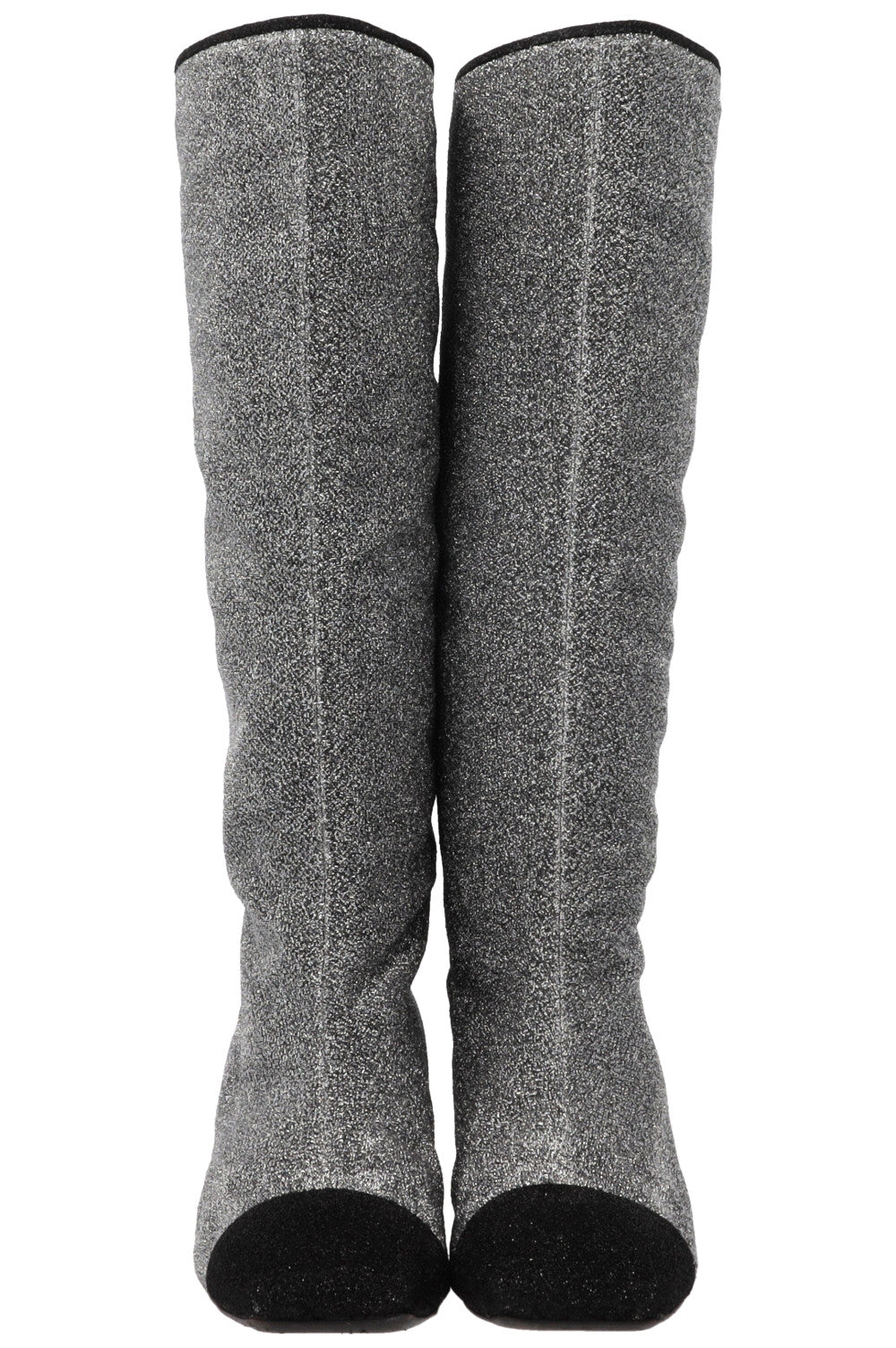 CHANEL 2017 Knee High Boots Lurex Silver