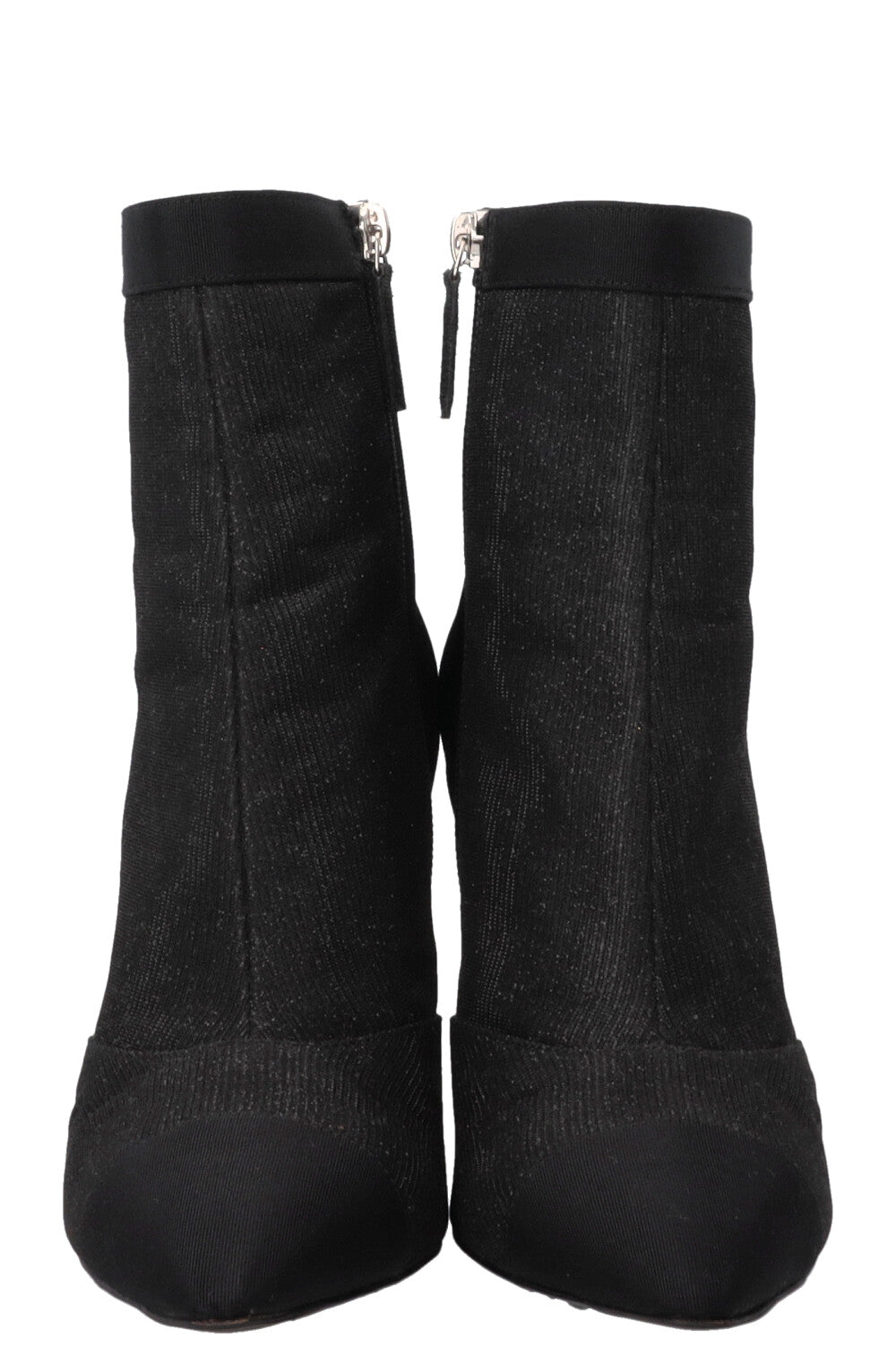 CHANEL 2017 Lurex Grosgrain Ankle Boots Canvas Black