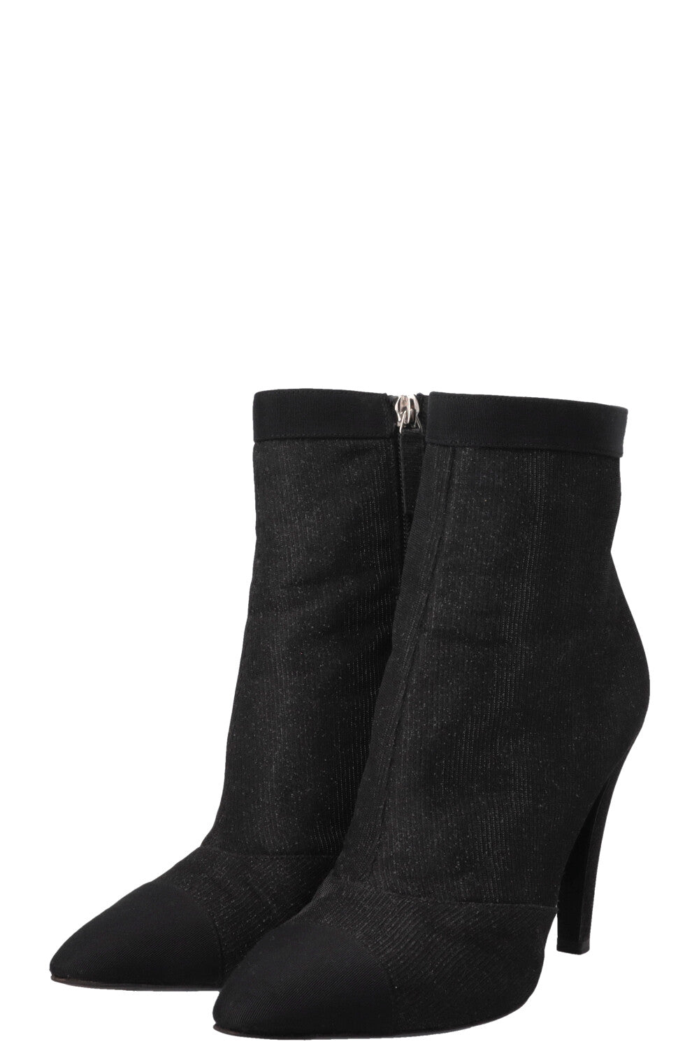 CHANEL 2017 Lurex Grosgrain Ankle Boots Canvas Black