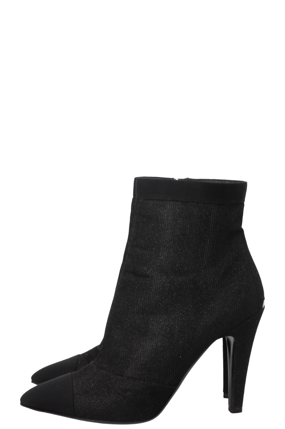 CHANEL 2017 Lurex Grosgrain Ankle Boots Canvas Black