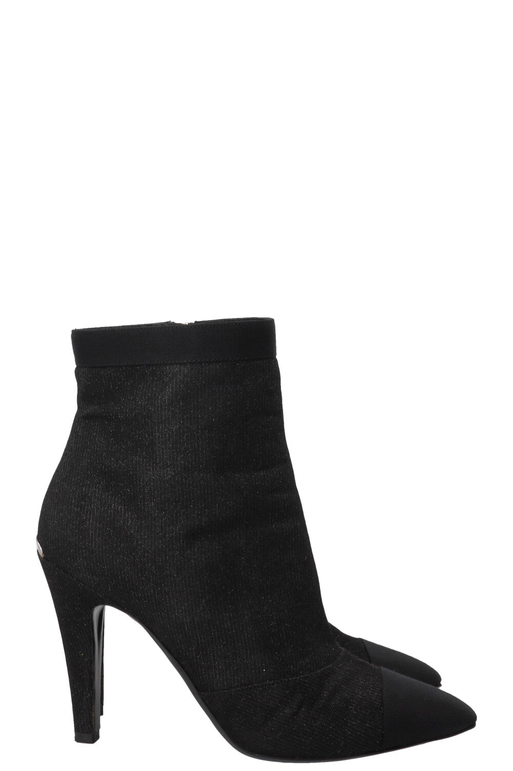 CHANEL 2017 Lurex Grosgrain Ankle Boots Canvas Black