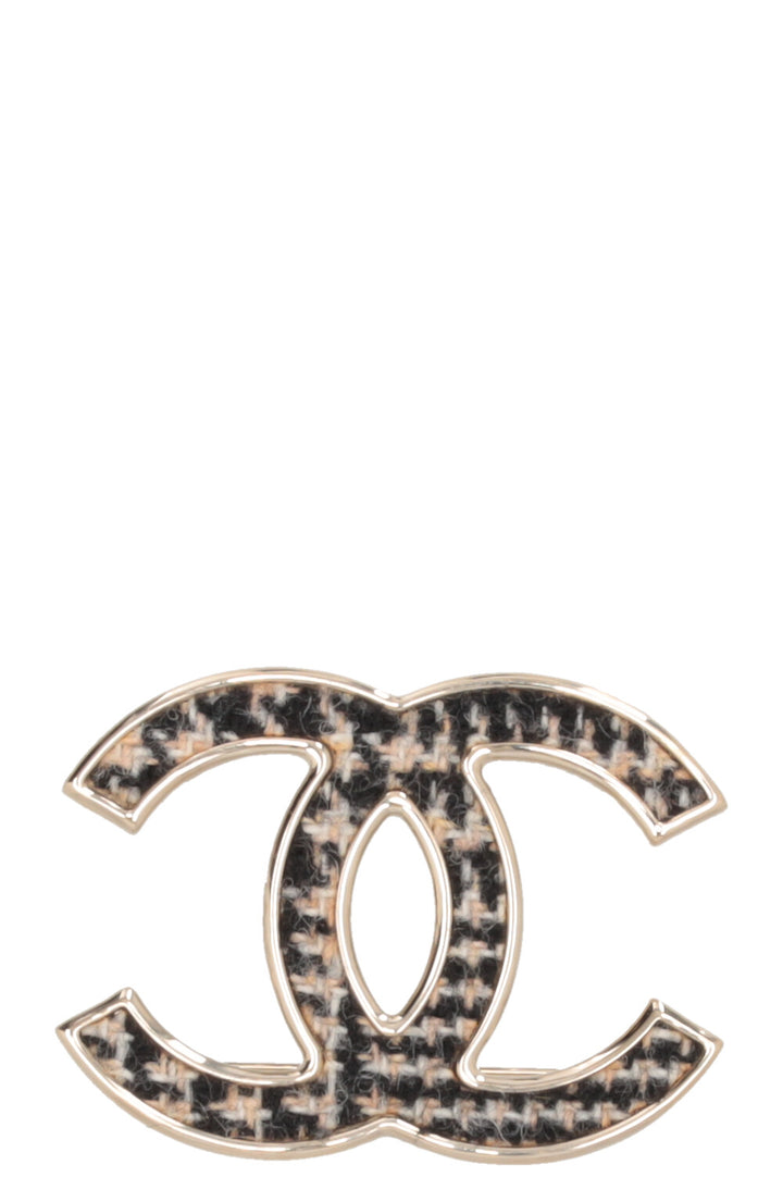 CHANEL 2022 CC Logo Pin Brooch Tweed Multicolor