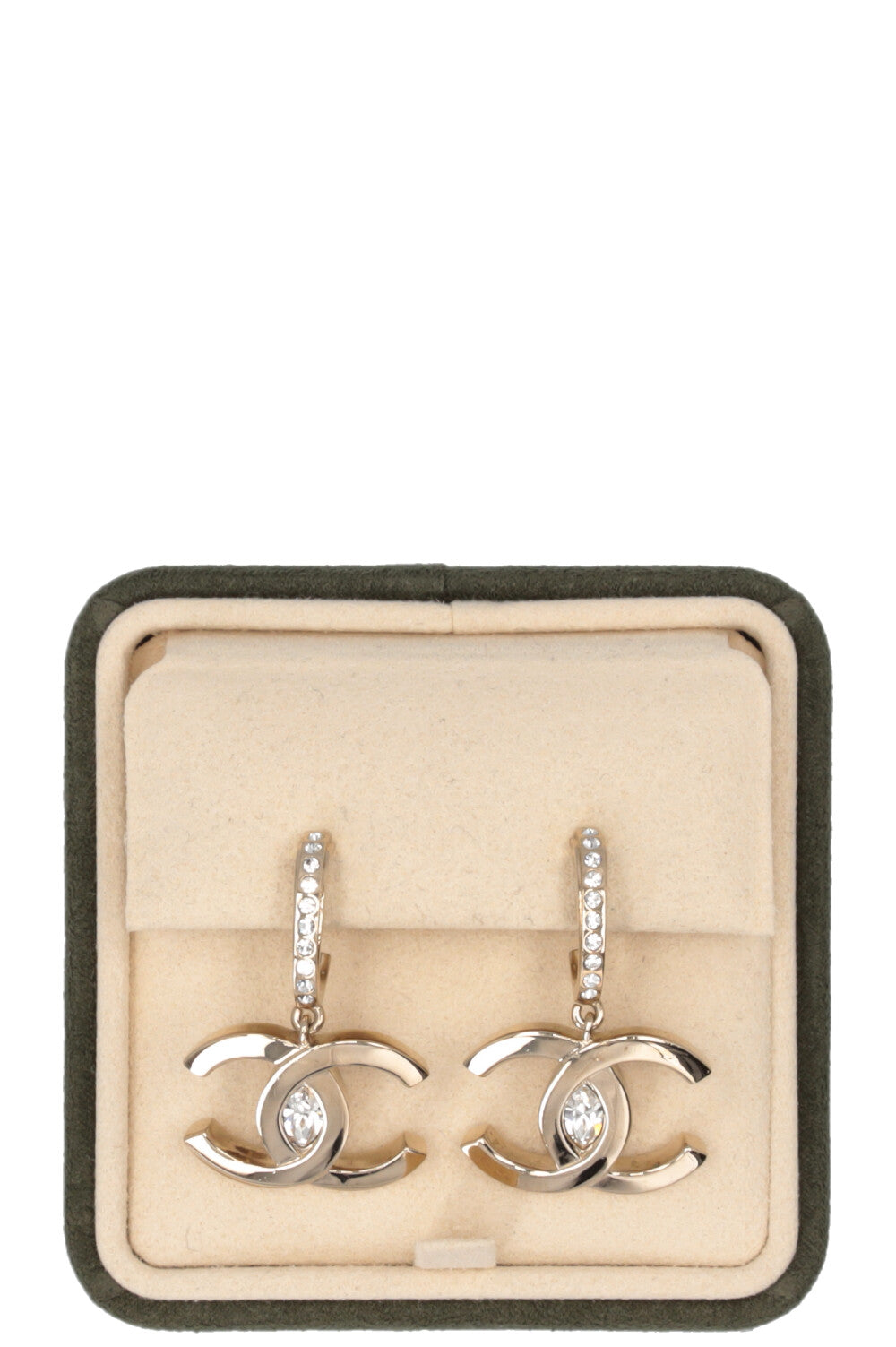 CHANEL 2023 CC Mark Rhinestone Earrings Silver