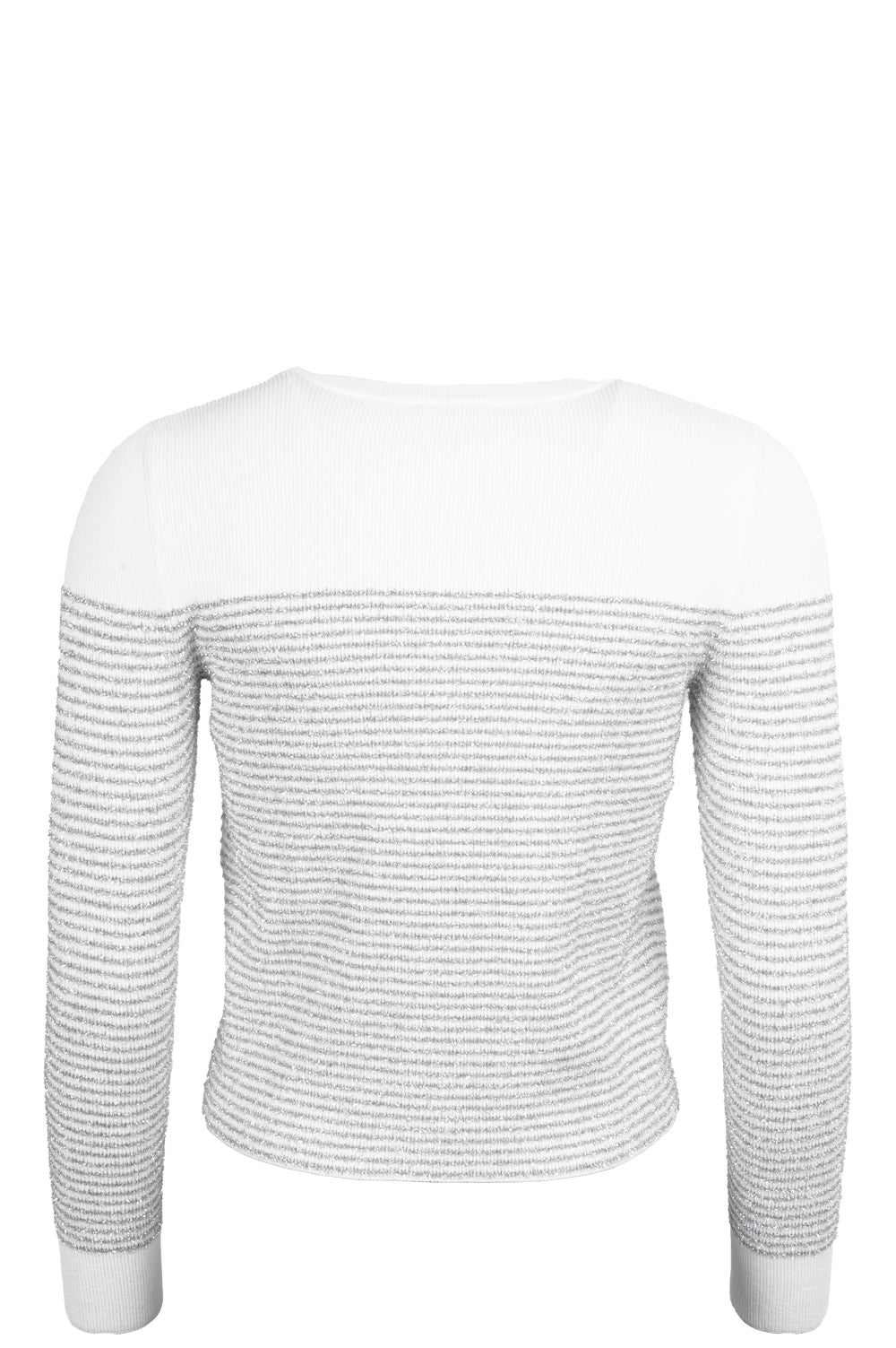 CHANEL 2024 Knit Jacket Striped Silver White
