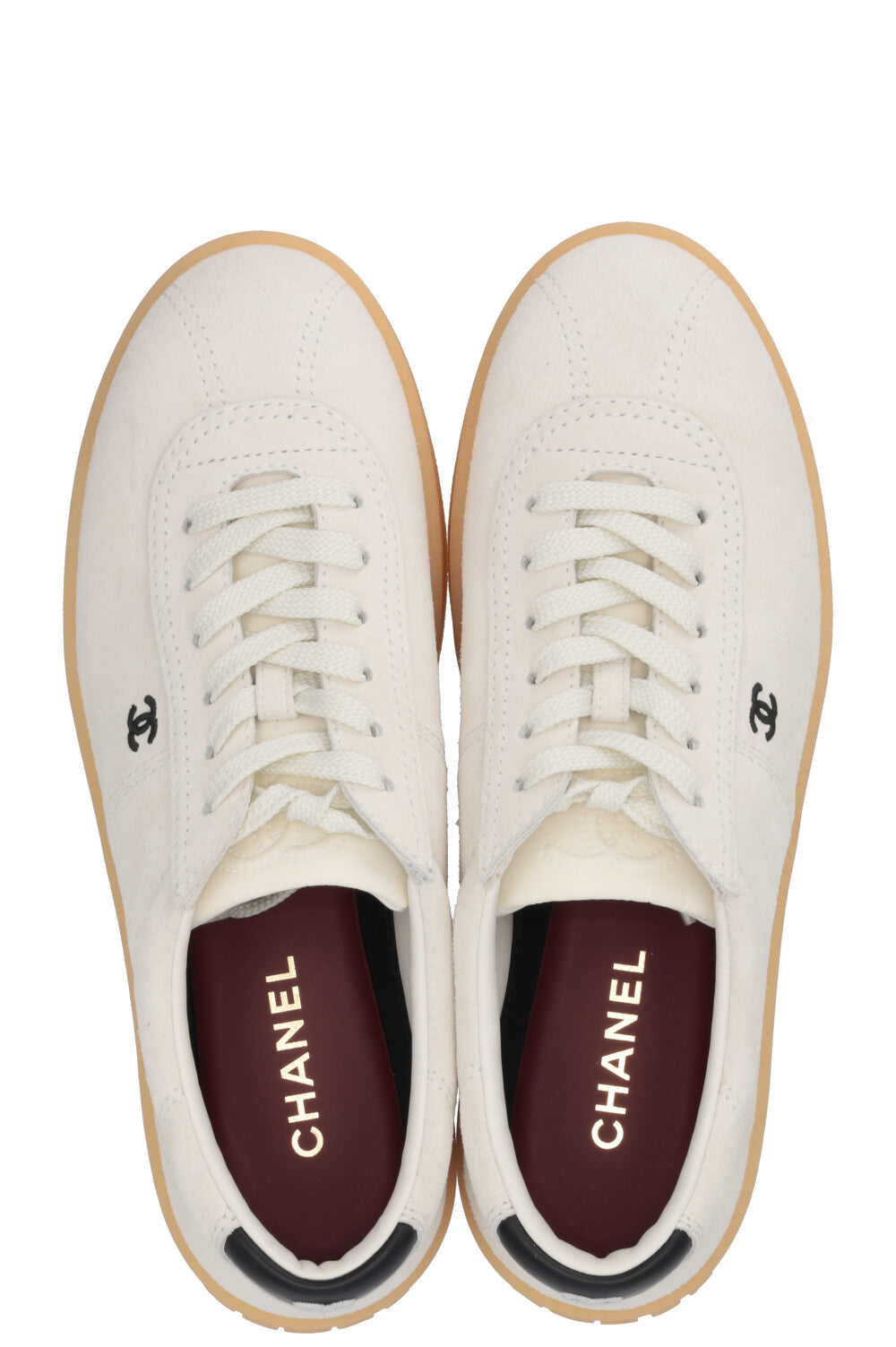 CHANEL 2026 Baskets Basses CC Daim Blanc