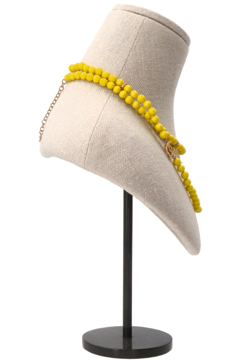 CHANEL 24A CC Long Sautoir Perles de Cristal Jaunes