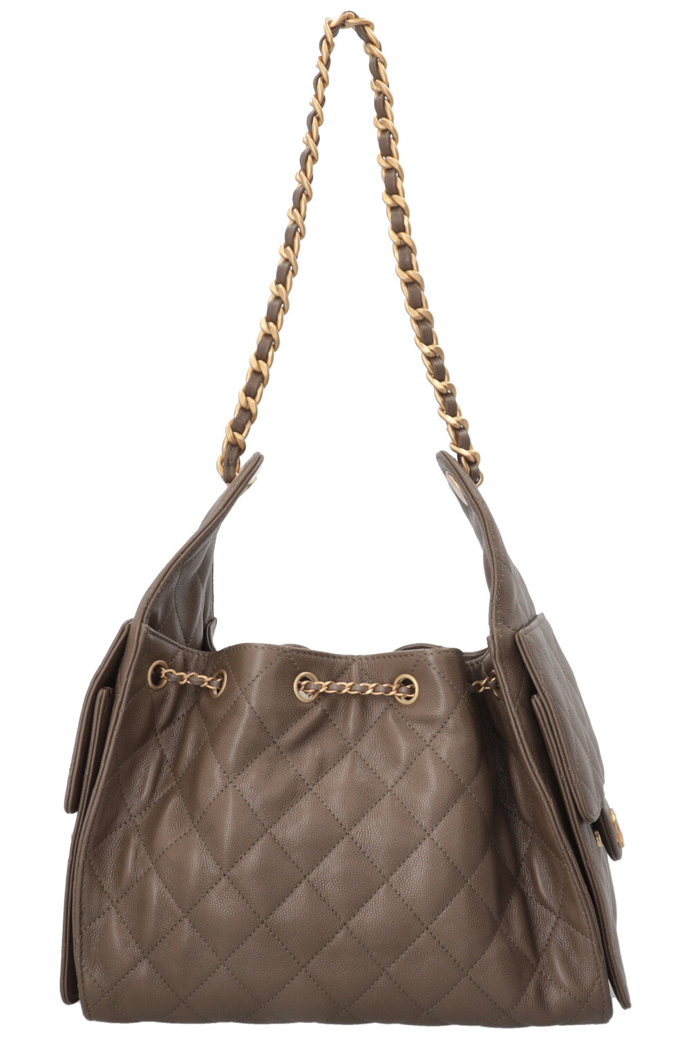 CHANEL 25 Small Caviar Leather Khaki