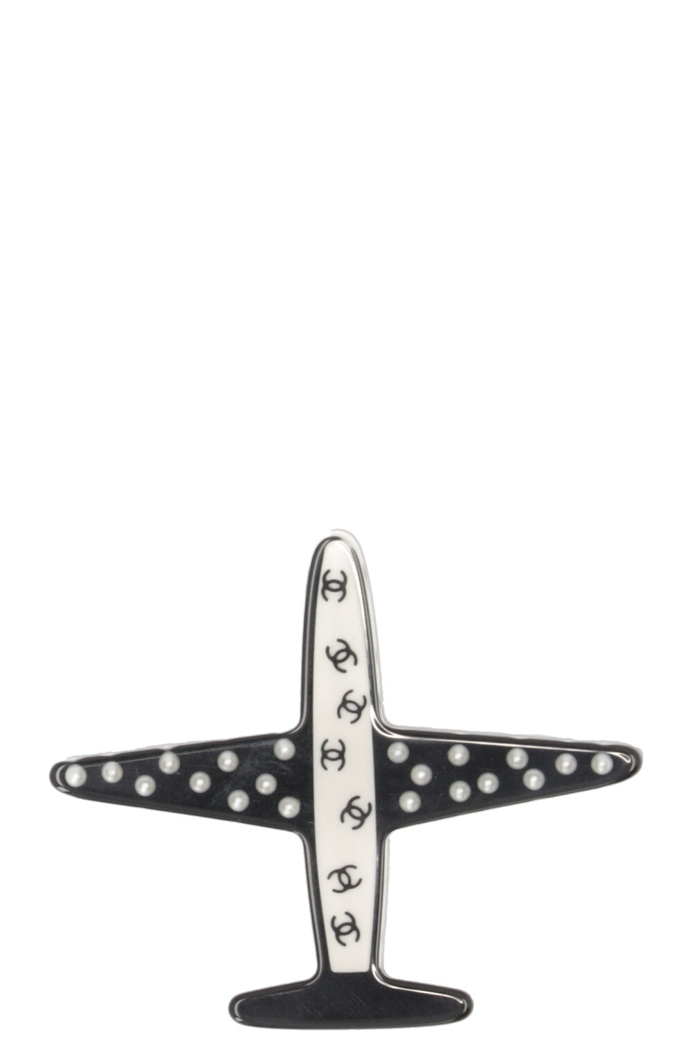 CHANEL Airplane Brooch Acetate Black
