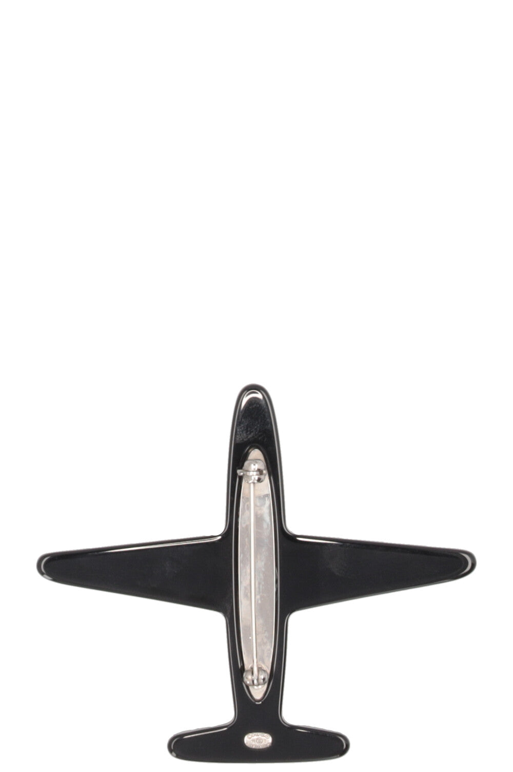 CHANEL Airplane Brooch Acetate Black