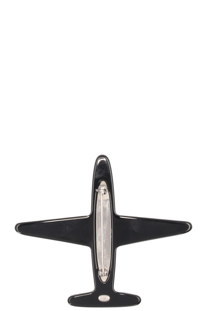 CHANEL Airplane Brooch Acetate Black