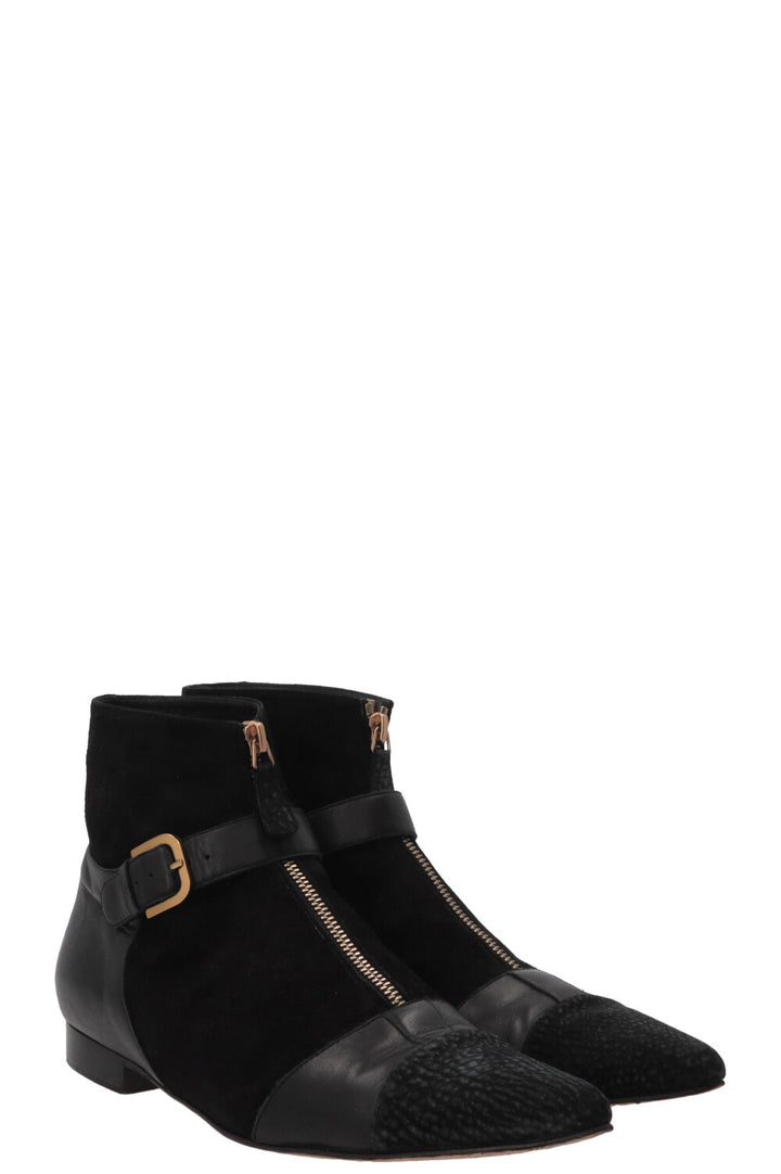CHANEL Ankle Boots Suede Black