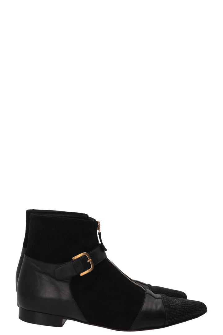 CHANEL Ankle Boots Suede Black