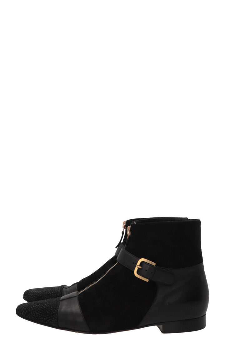 CHANEL Ankle Boots Suede Black