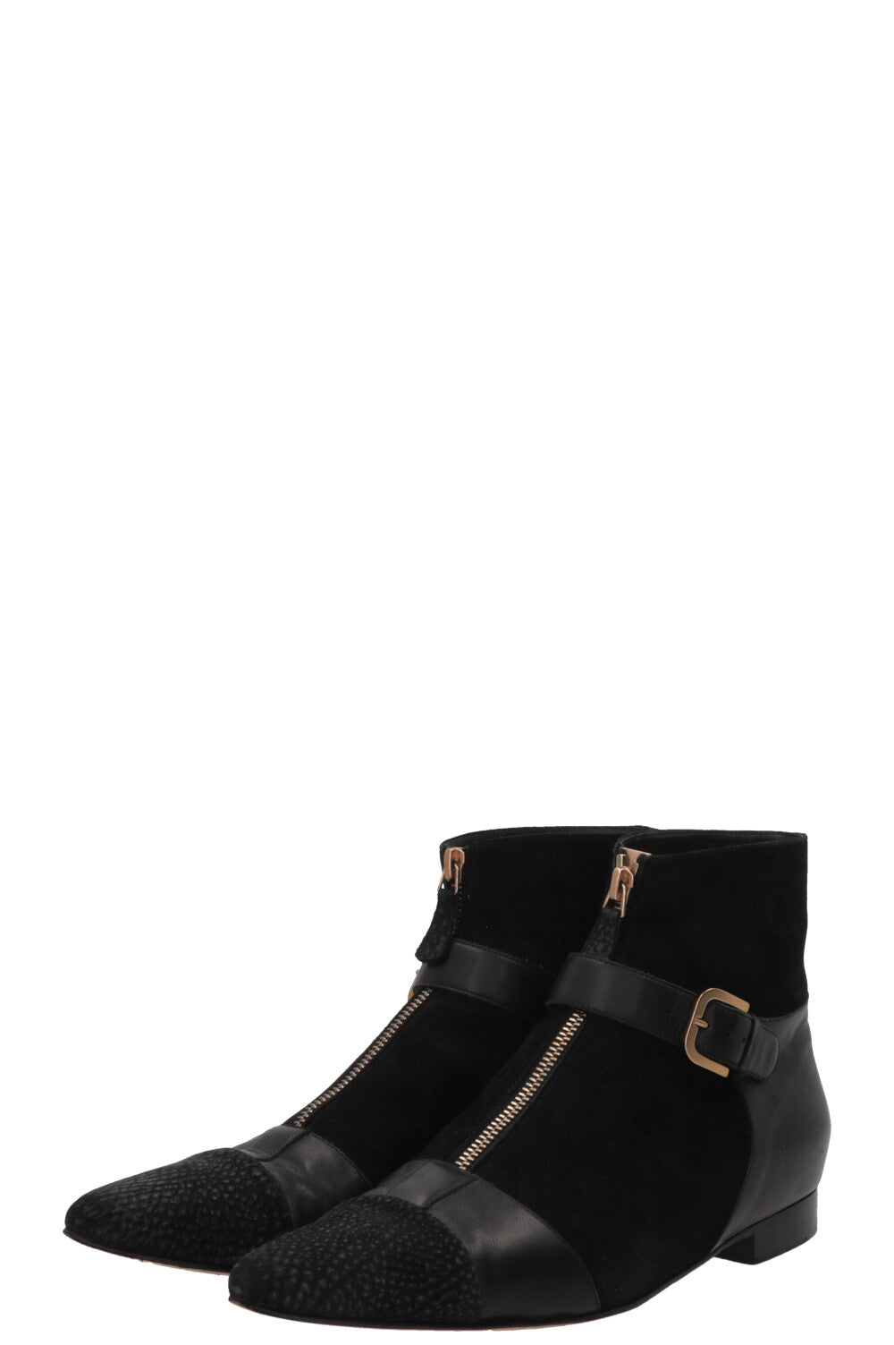 CHANEL Ankle Boots Suede Black