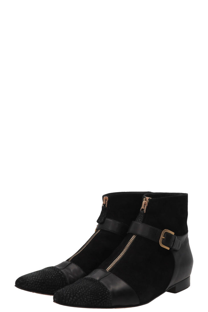 CHANEL Ankle Boots Suede Black