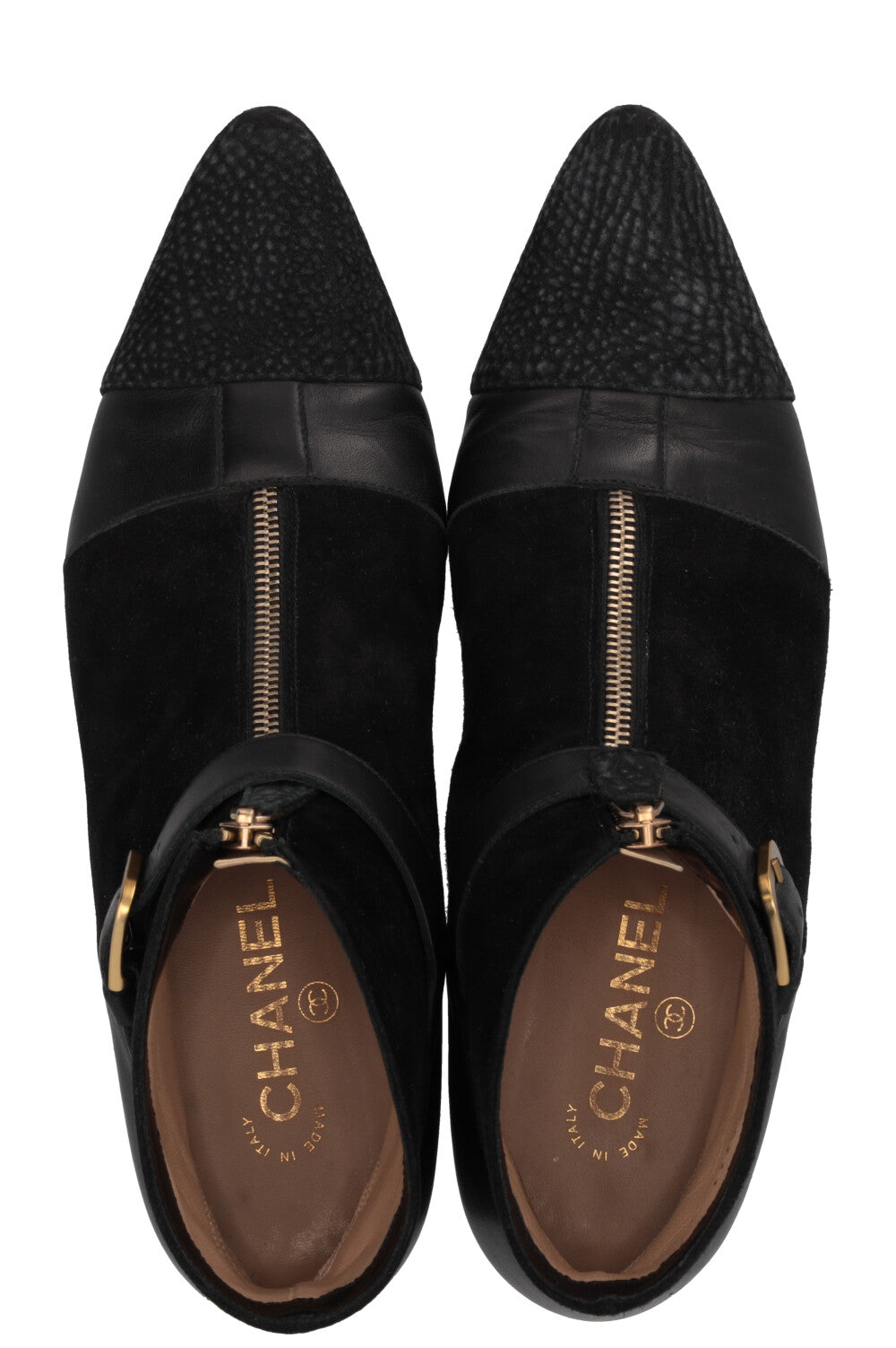 CHANEL Ankle Boots Suede Black