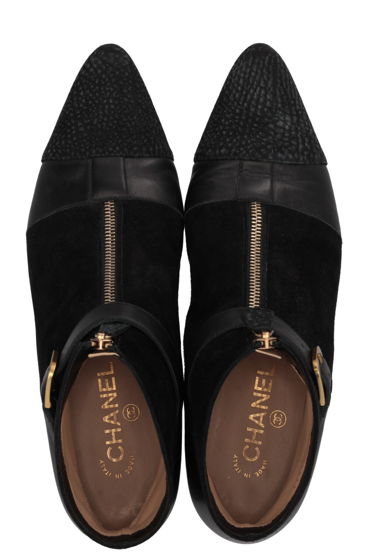 CHANEL Ankle Boots Suede Black