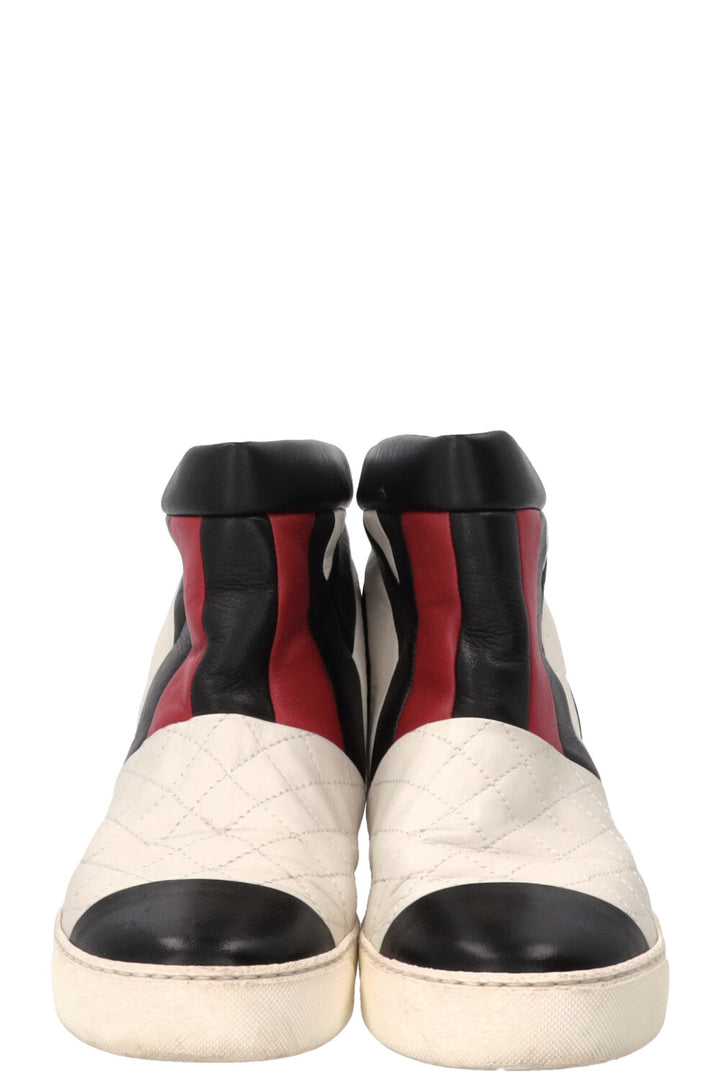 CHANEL Ankle Boots Tricolor Leather White