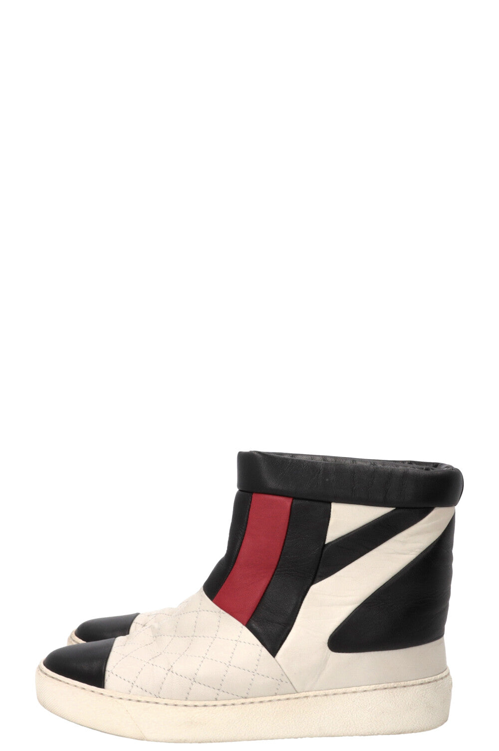 CHANEL Ankle Boots Tricolor Leather White
