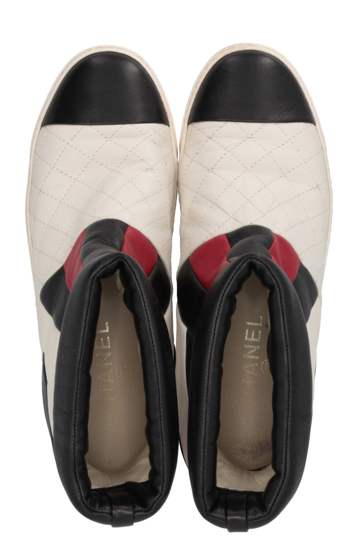 CHANEL Ankle Boots Tricolor Leather White