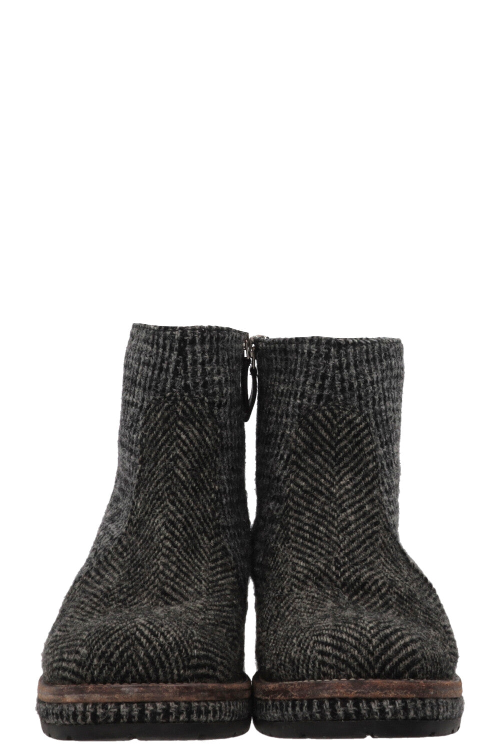 CHANEL Ankle Boots Tweed Grey Tweed Graphite