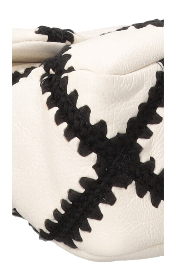 CHANEL Black Crochet Stitch 19 Bag Leather Black White