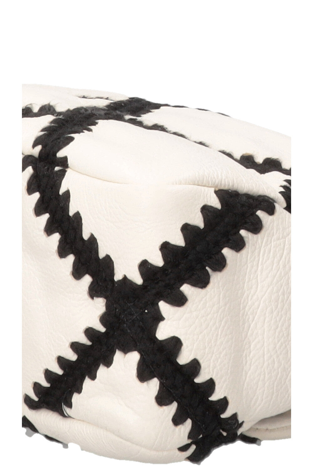 CHANEL Black Crochet Stitch 19 Bag Leather Black White